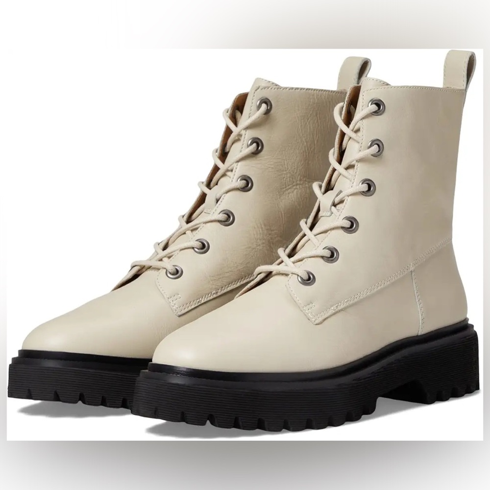 Madewell Rayna Lace Up Boots womens 7.5 white cream combat boot great condition